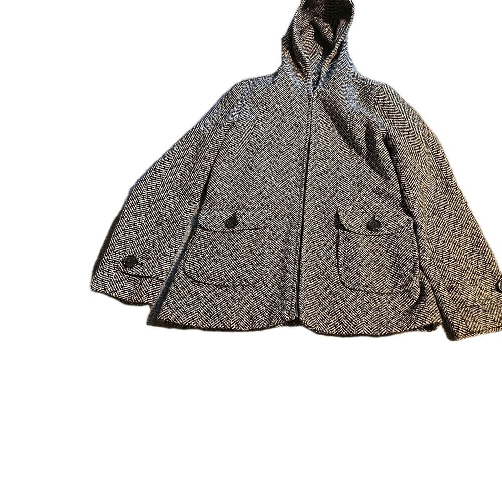 Giacca Jacket Womens Medium Black & White Wool Blend Zip Up Lined Fall/Winter